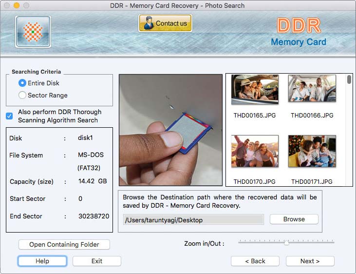 Screenshot of Flash Card Recovery Mac