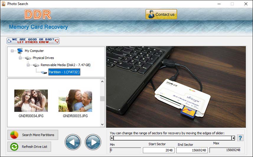 MMC card recovery software recovers damaged photograph and snap from memory card