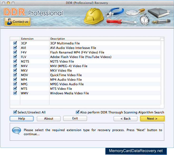 Select the file extension