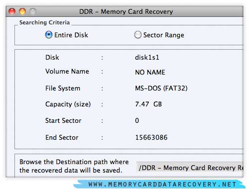 Screenshot of Mac Memory Card Data Recovery