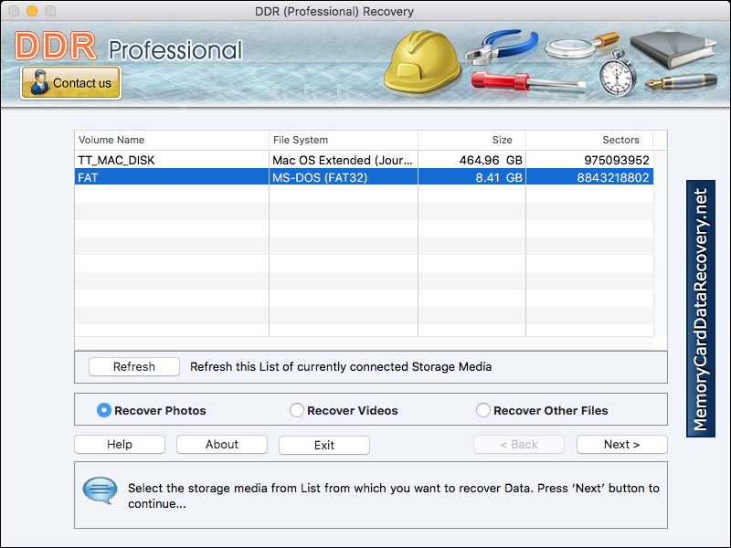 Screenshot of Mac Card Data Recovery