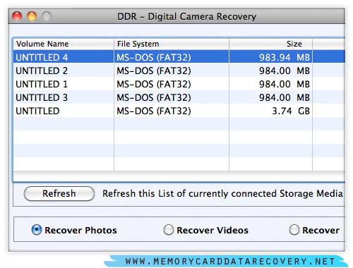 Screenshot of Mac Digital Camera Data Recovery