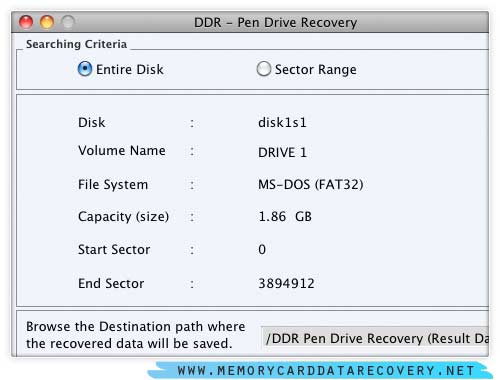 Screenshot of Mac Pen Drive Data Recovery