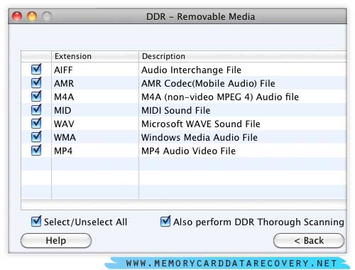 Screenshot of Mac Removable Media Data Recovery