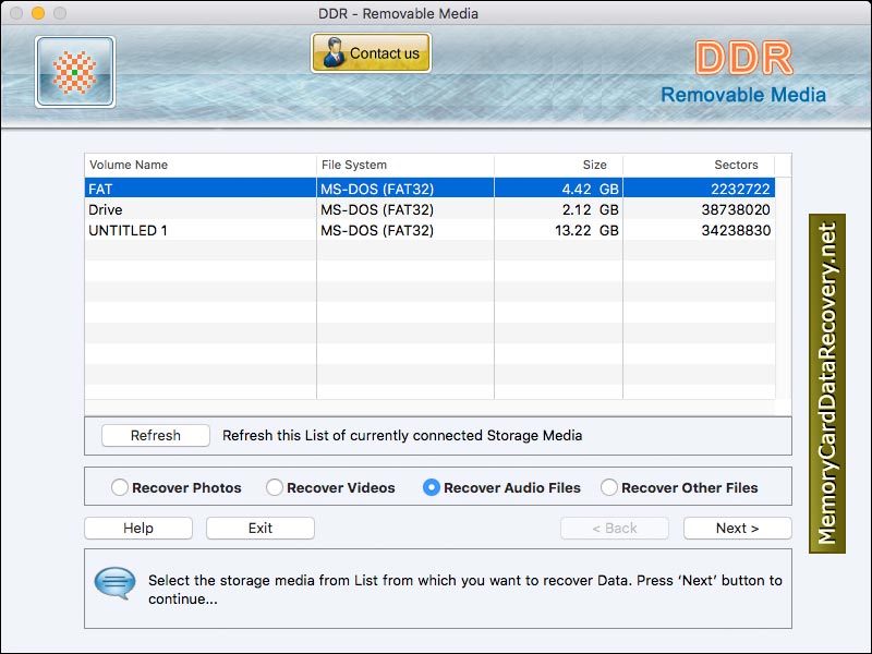 Screenshot of Mac Removable Media Data Recovery