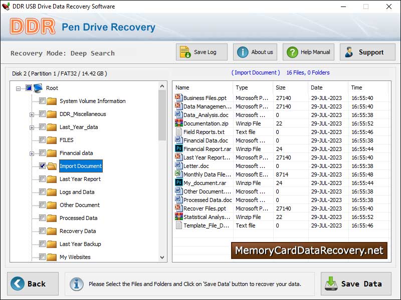 Screenshot of USB Drive Data Recovery