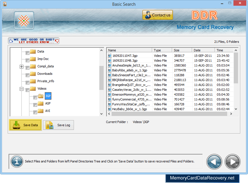 Memory Card Recovery Basic Search Mode