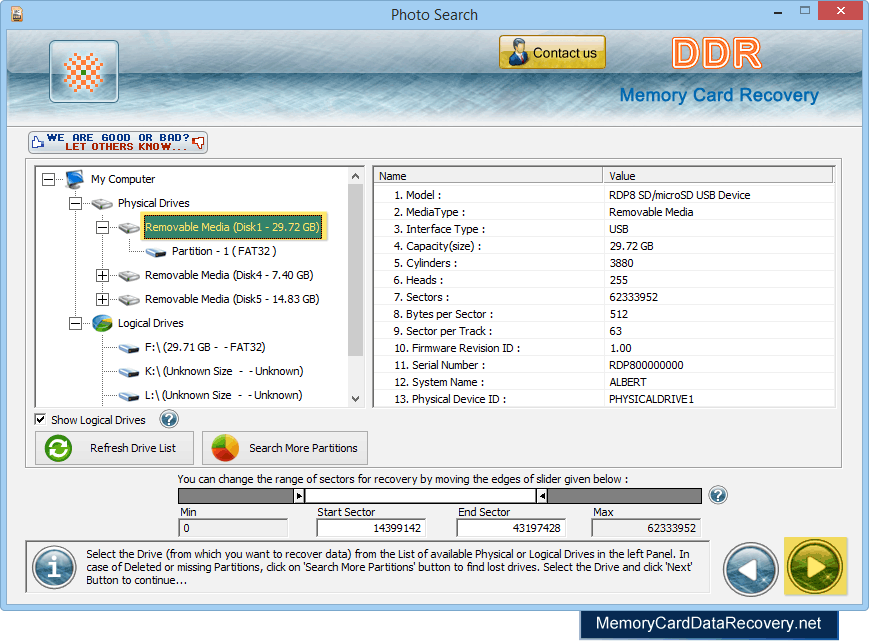 Memory Card Recovery Photo Search Mode