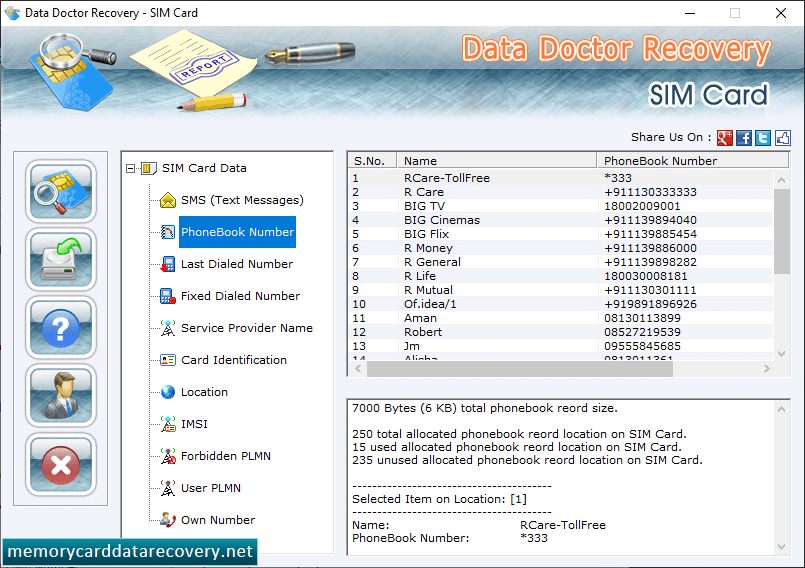 See the phonebook numbers